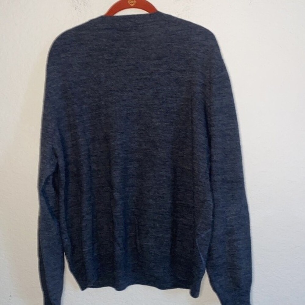 mens merino wool sweater diamond Large golf vneck luxury preppy gray - Picture 4 of 9